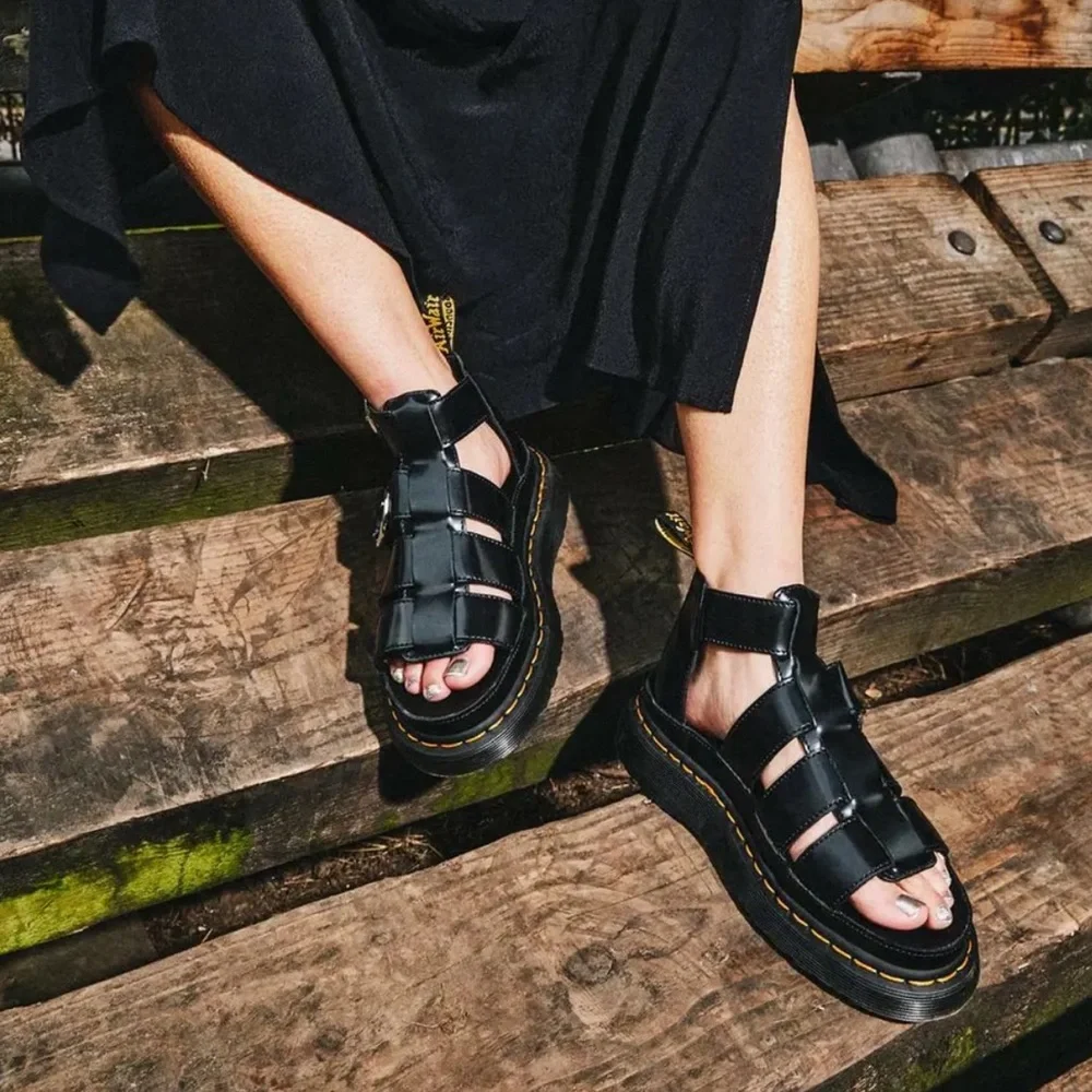 Dr Martens | Mackeye Black Buttero leather strap sandals - Picture 1 of 13